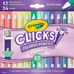 CRAYOLA COLOR PENCIL CLICKS MECHANCL PASTEL 68-7104 12CT,24P