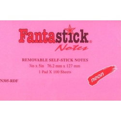 Fantastick sticky Notes Fluorescent 3X5 FK-N305-RDF