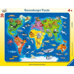 Ravensburger World Map With Animals 30P Puzzle