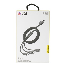 U&I DATA CABLE Golf Series 3 in1 -Super Fast Charging Data Cable