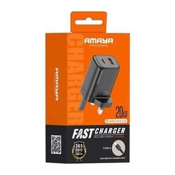 Amaya ACW-U41D Dual Port Charger with USB-C Cable C26 | Multi-Device Charger Kenya