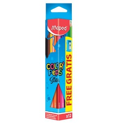 Maped Color Peps Triangular Colouring Pencils 183213 Pack of 12 + Free Sharpener