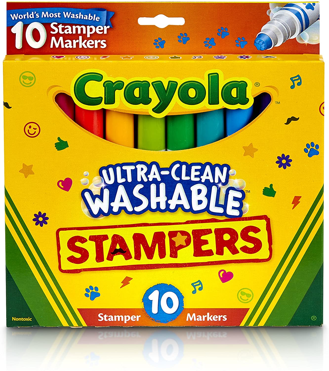 Crayola Super Tips Washable Markers, Fine Line, Assorted Colors, 10/Box  (58-8610)